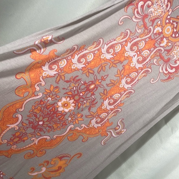 INC International Concepts Gray and Orange Patterned Skirt light weight fabric - Picture 3 of 4